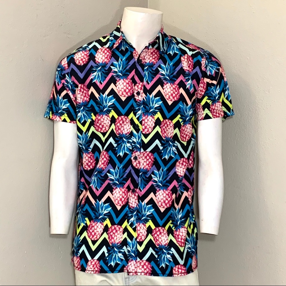 Men’s surf society Retro Pineapple Button up Tee